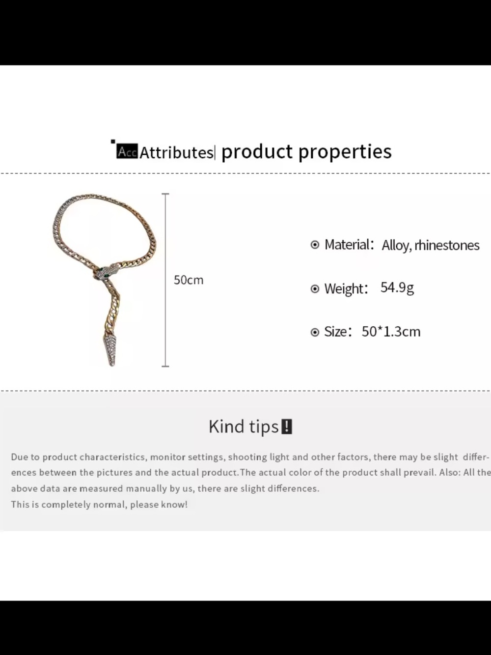 Snake Pendant Chain Necklace - Women Jewelry - Picture 4 of 4